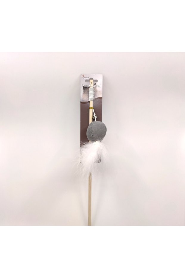 Catnip Cat Fishing Rod with Feather and Plush Rattle 46 cm