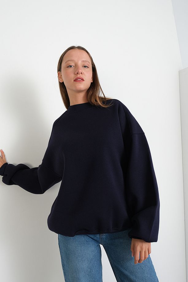 Bisiklet Yaka Şardonlu Basic Sweatshirt S3408-k11 - 6