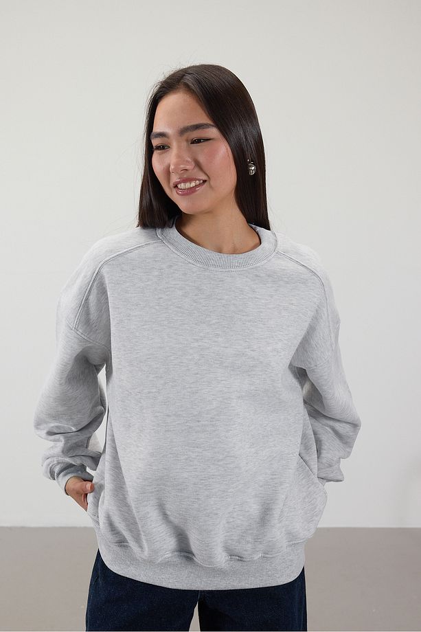 Bisiklet Yaka Şardonlu Basic Sweatshirt S3408-k11 - 5