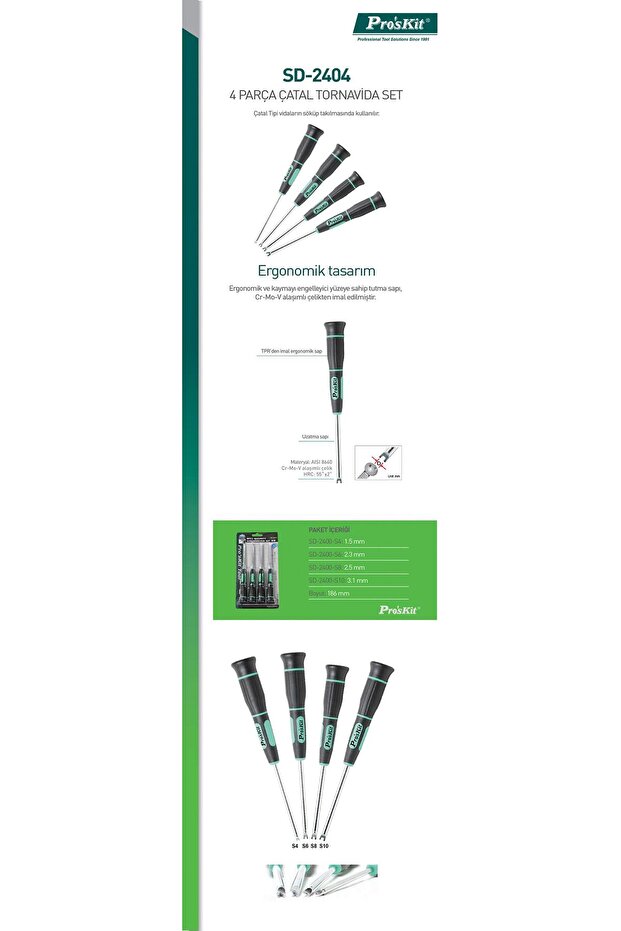 Sd-2404 4 Parça Çatal Tornavida Set - 3