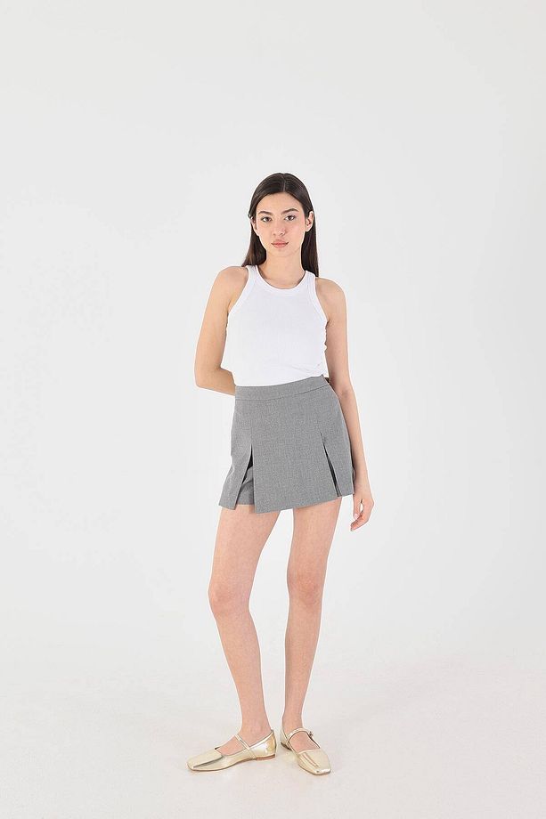 Yırtmaçlı Mini Şort Etek E8353-P11 - 1