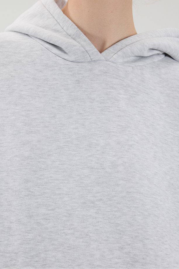 Kapüşonlu Şardonlu Basic Sweatshirt S1596-K5 - 3
