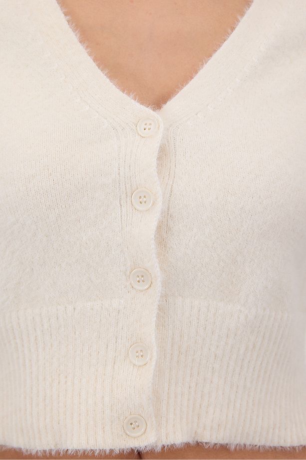 Yumuşak Dokulu Düğmeli Crop Hırka H3339-A2 - 3