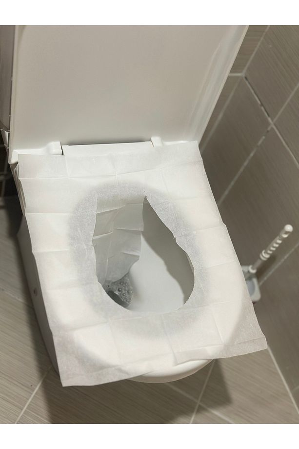 klozet kapağı örtüsü hijyenik taşınabilir tek kullanımlık 1 paket 10 adet  355x430 cm - 1