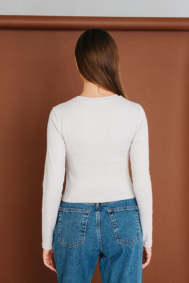 Bisiklet Yaka Basic Crop Bluz B15385-w8 - 5