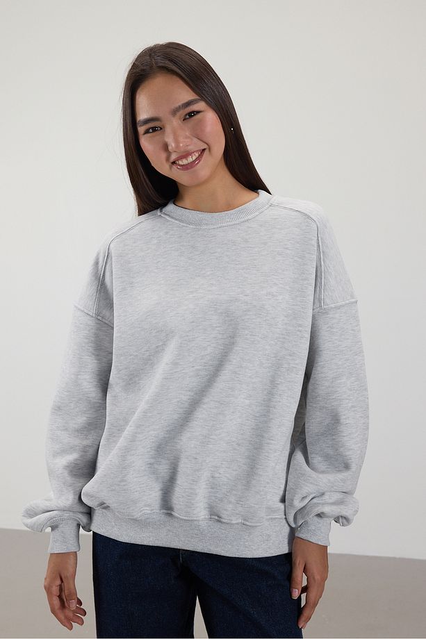 Bisiklet Yaka Şardonlu Basic Sweatshirt S3408-k11 - 1