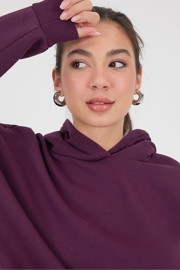 Kapüşonlu Şardonlu Basic Sweatshirt S1596-k5 - 3