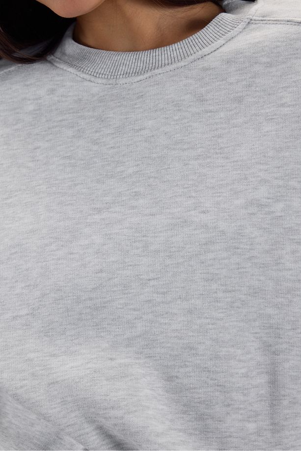 Bisiklet Yaka Şardonlu Basic Sweatshirt S3408-k11 - 3