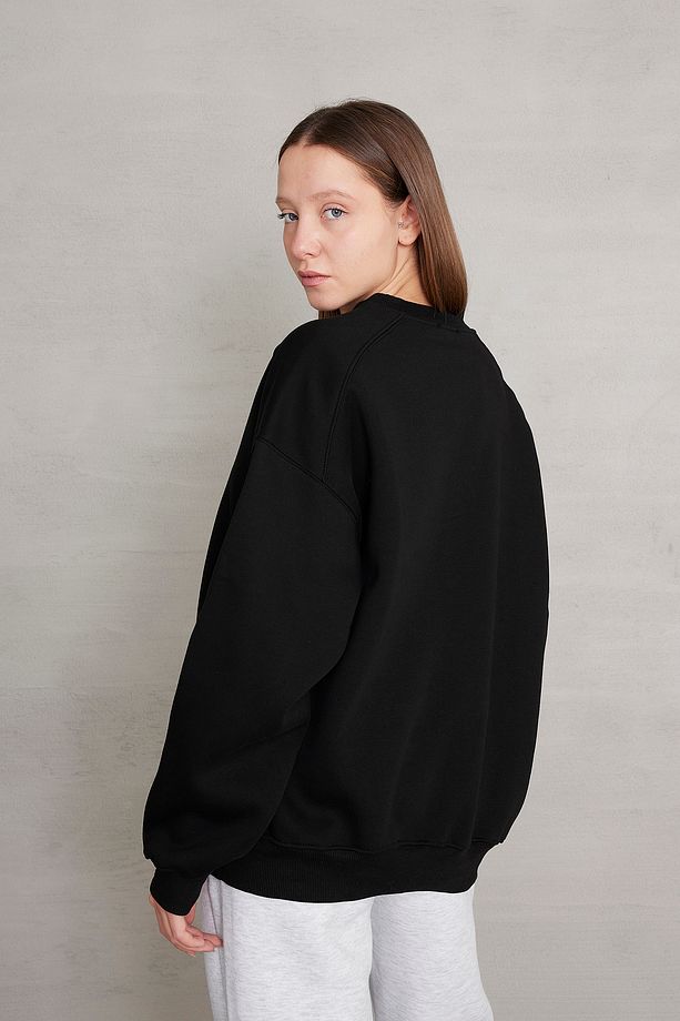 Bisiklet Yaka Şardonlu Basic Sweatshirt S3408-k11 - 5