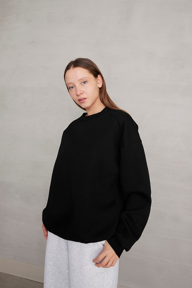 Bisiklet Yaka Şardonlu Basic Sweatshirt S3408-k11 - 2
