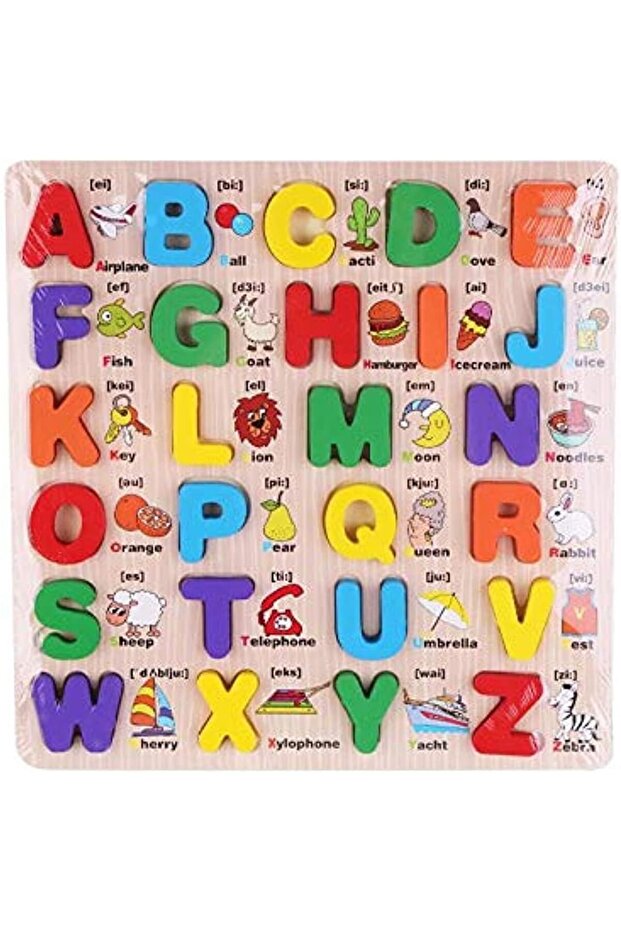 English Abc Alphabet Wooden Board Jigsaw Puzzle Letters Game Educational Toy