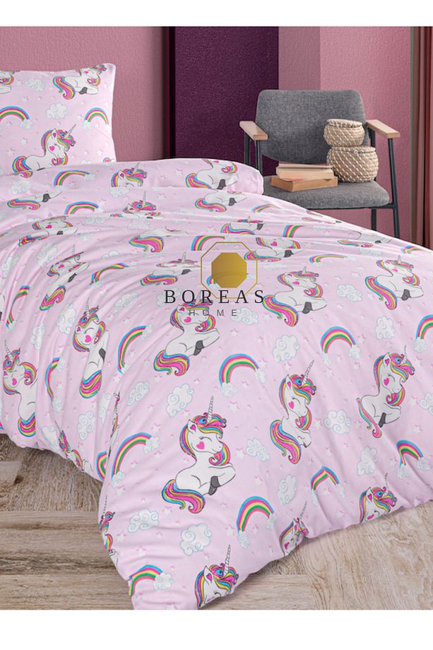 | Unicorn Pembe | Tek Kişilik Nevresim Seti | Nevresim 1 Adet Yastık Kılıfı | Çarşafsız | - 2