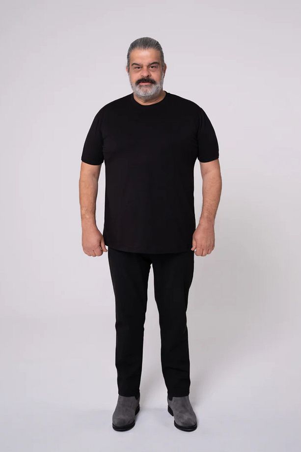 Kısa Kollu Basic Pamuklu Slim Fit Bisiklet Yaka Tişört - Siyah - 8