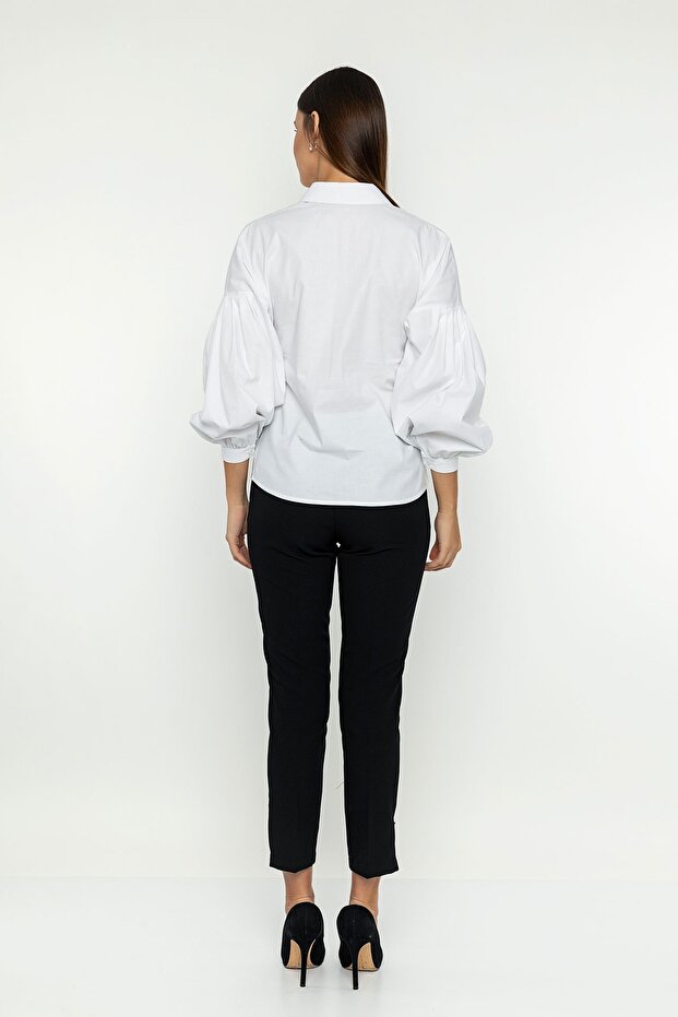 Pileli Balon Kol Gömlek - 7