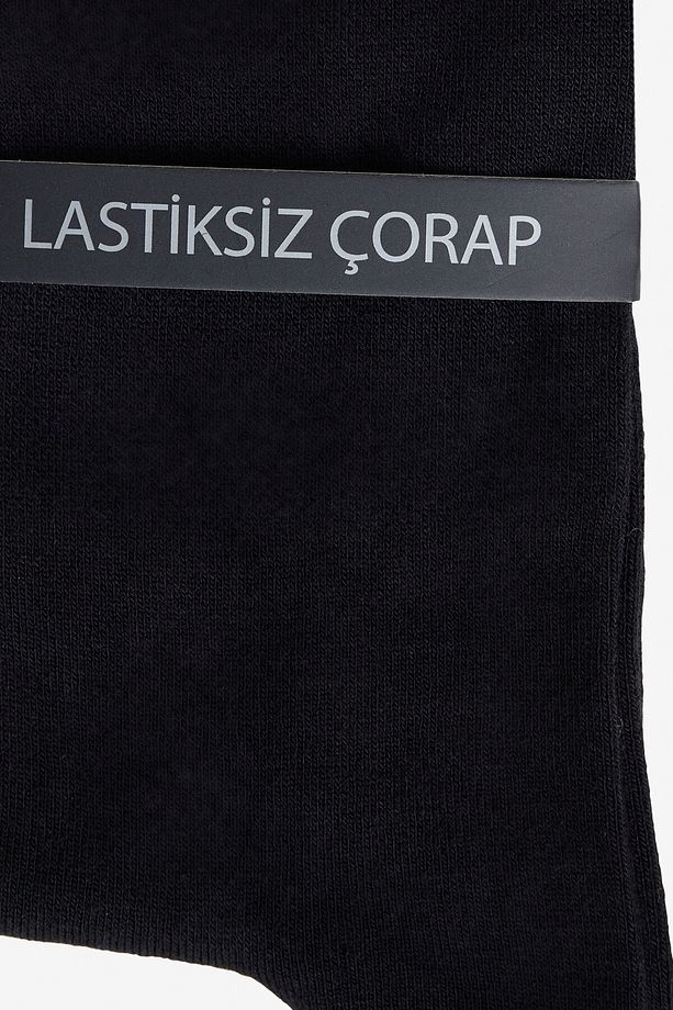 Erkek Siyah Lastiksiz İz Yapmayan Tekli Viskon Esnek Soket Çorap - 2