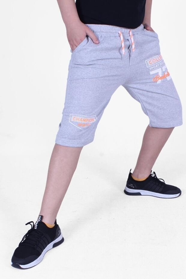 72 Text Printed Wide Leg Cord Detailed Boy's Capri