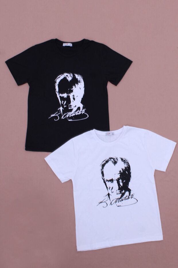 Pack of 2 Atatürk-signature Different Patterned Boys' and Girls' T-shirts