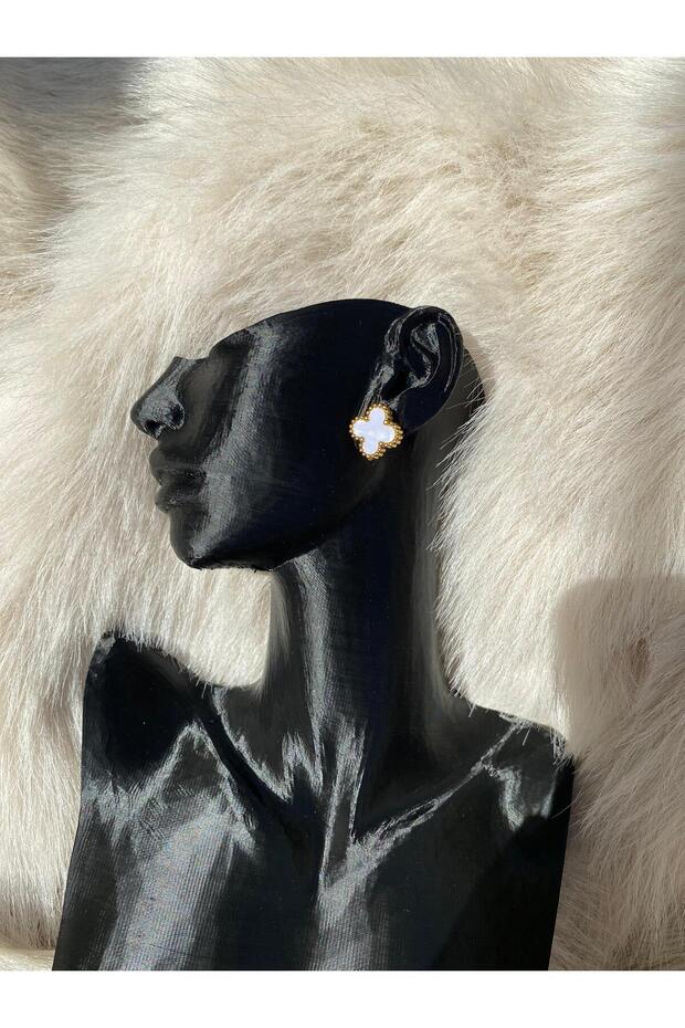 Çelik beyaz Van cleef küpe - 2