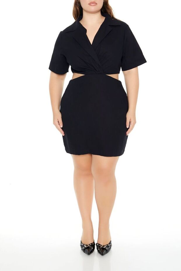 Plus Size Cutout Mini Elbise - 2