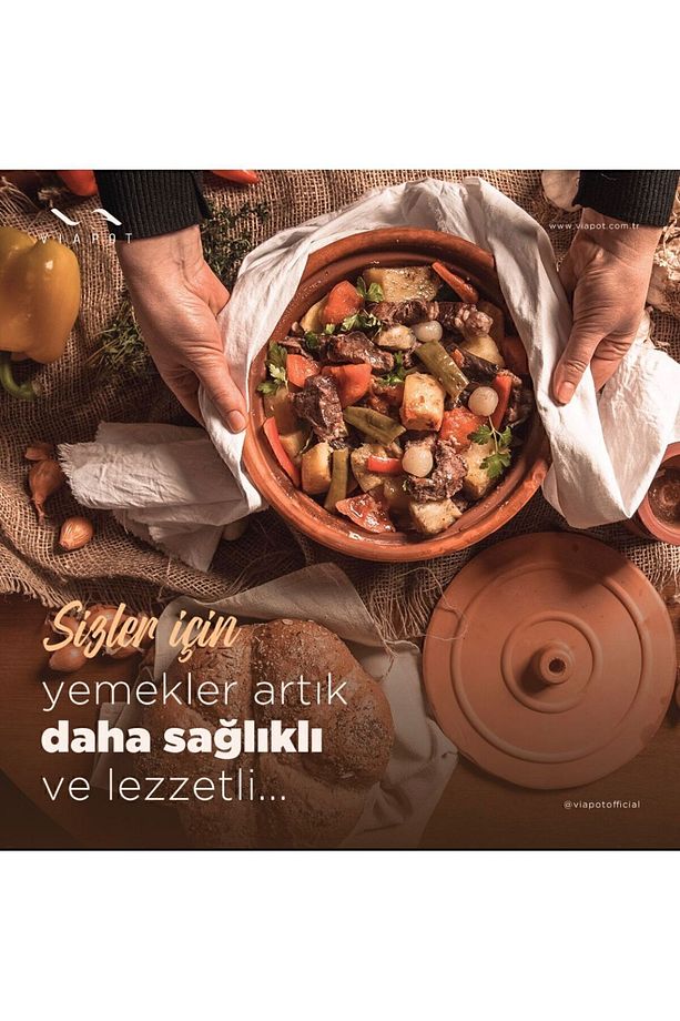 Güveç Orta 2500ml Sırsız Kapaklı Çömlek 24x12cm - 7
