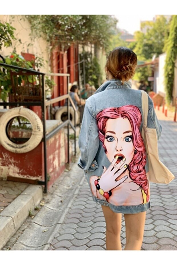 Pop-Art Patterned Jean Jacket - Denim Jacket - 5