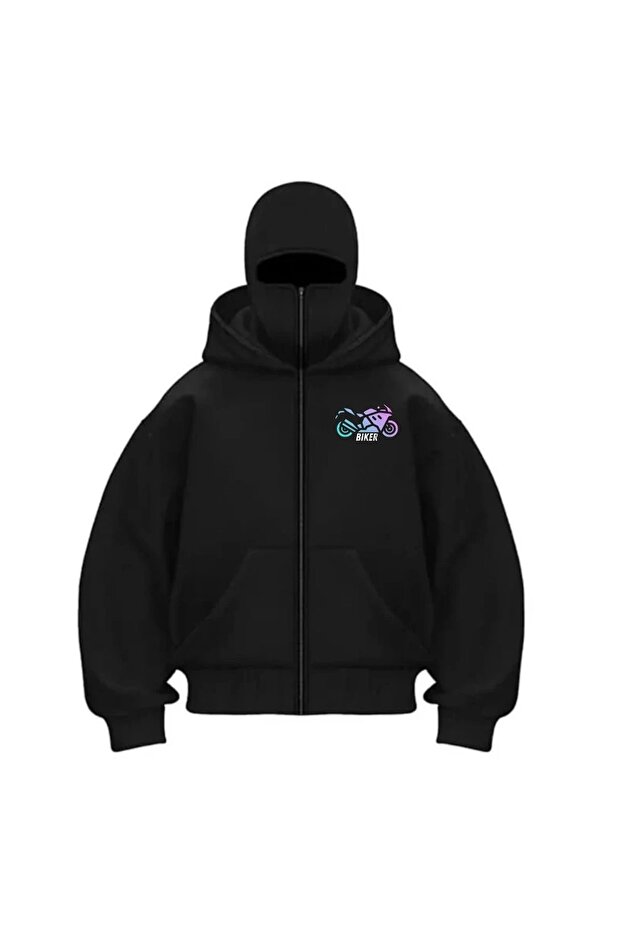 Masked Embroidered Unisex Hooded Cardigan