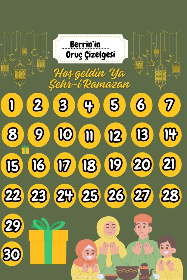 Ramadan Month Themed Treat Calendar Treat Chart for Kids 36Pcs with Star Labels