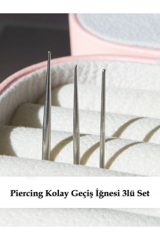 Çelik Piercing Kolay Takma Geçiş İğnesi Konik Aparatı (3lü Set) - 1