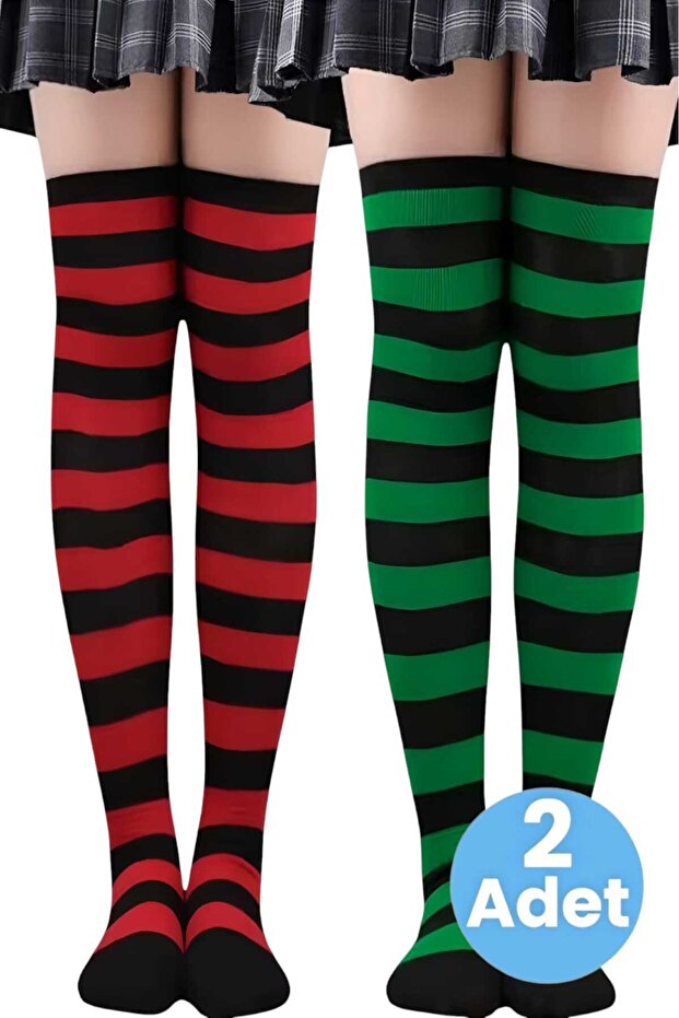 Women's Thick Stripe 2-Piece Knee High Socks