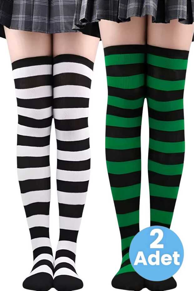Women's Thick Stripe 2-Piece Knee High Socks