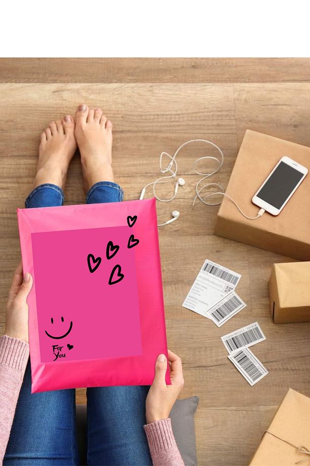 5 Adet 17x30(+5cm Kapak) Minik Boy Fuşya Kendinden Yapışkanlı Hediye Poşeti Kargo Poşeti - 5