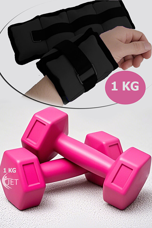 1 kg Hand & Foot Weights and 1 kg Dumbbell Set Hand Ankle Weights Sandbag Sets Black