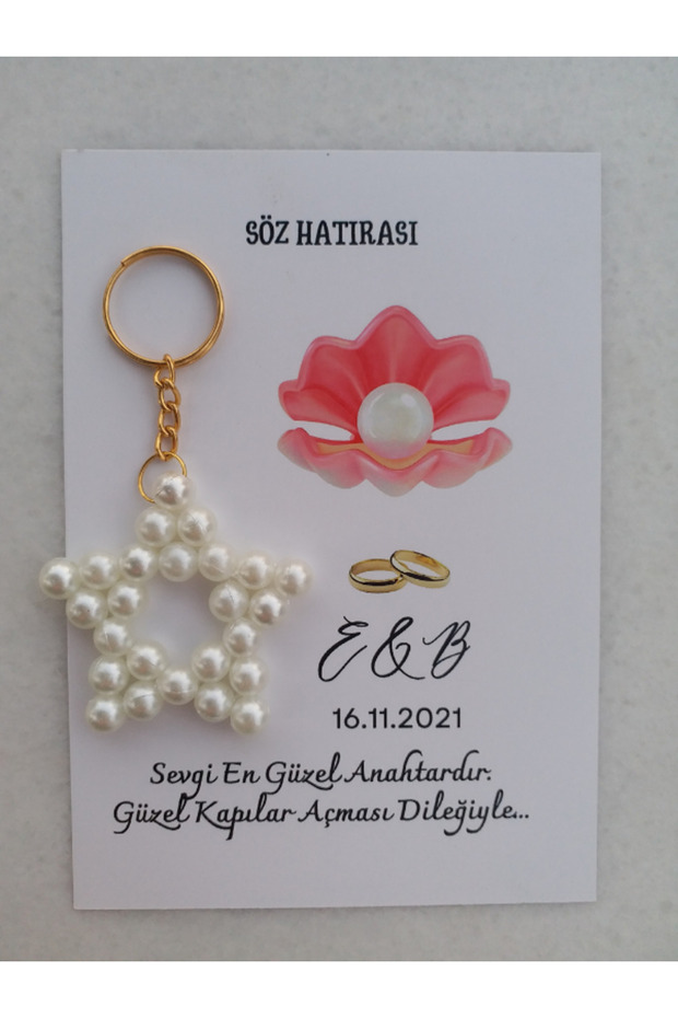 20 Pcs -Pink Oyster Design Pearl Keychain