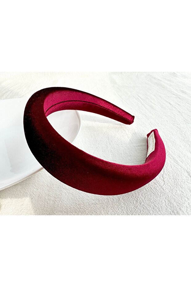 Women's Burgundy Curved Velvet Crown