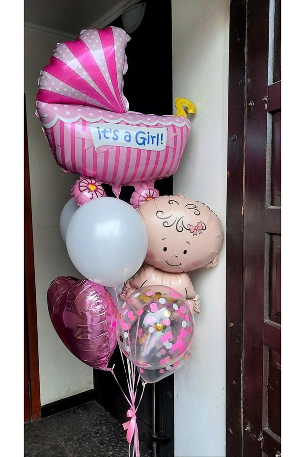 Baby Girl Newborn Hospital Home Baby Shower Decoration Foil Balloon Set