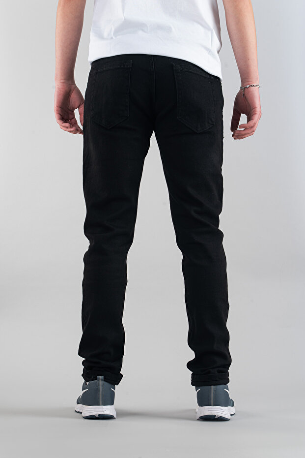 Férfi fekete Slim Fit kényelmes Lycra farmernadrág - 3