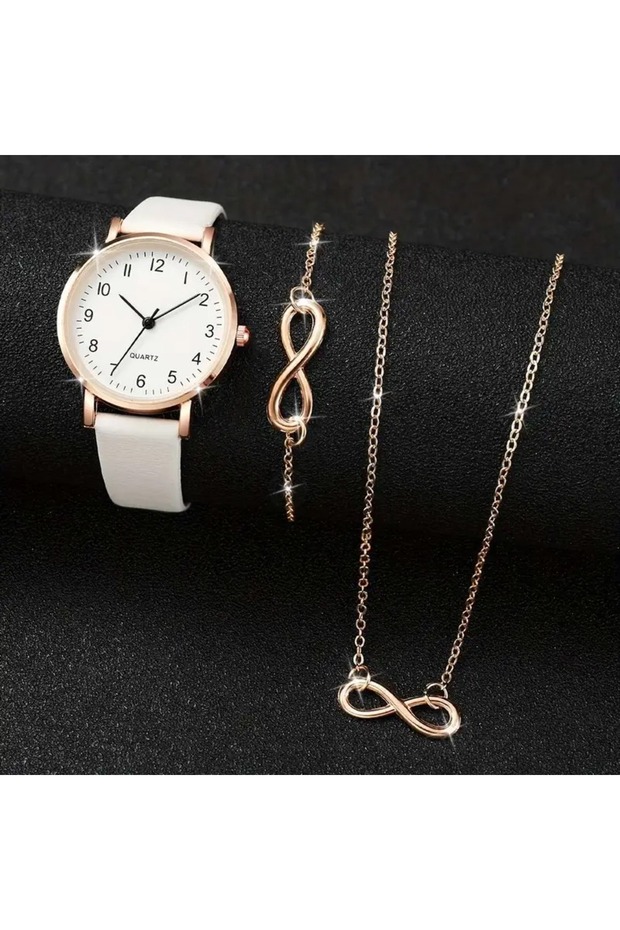 Infinity Icon Necklace, Bracelet, Women's Watch Set