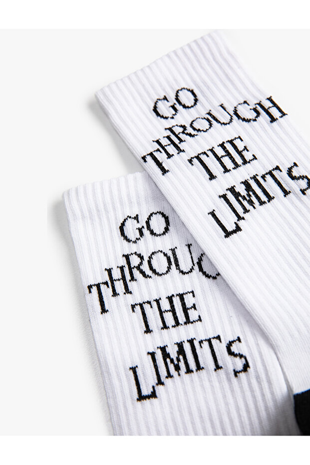 Slogan Embroidered Socket Socks - 3