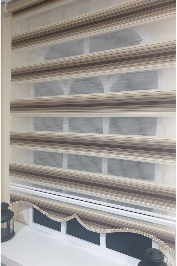 Zebra Stor Plise Renk Geçişli Kahve Etek Dilimli STB 484 - 4