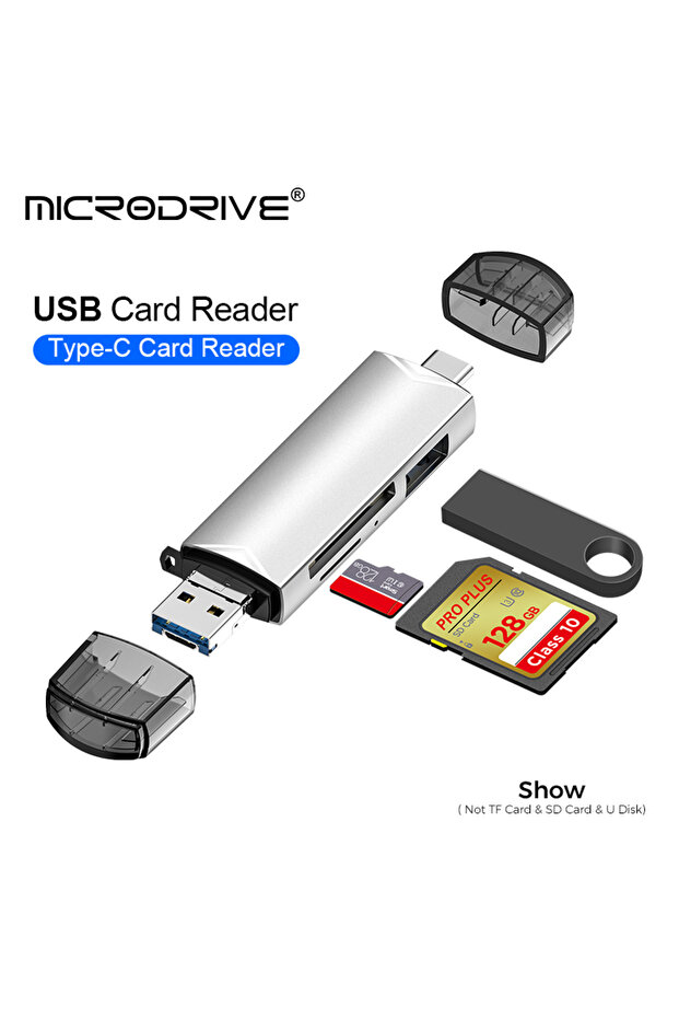black OTG Type C 6 in 1 Micro TF card Reader type c to usb otg adapter USB 3.0 TF card USB flash dri - 1