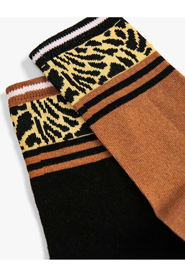 Set de 2 șosete cu model leopard multicolor - 3
