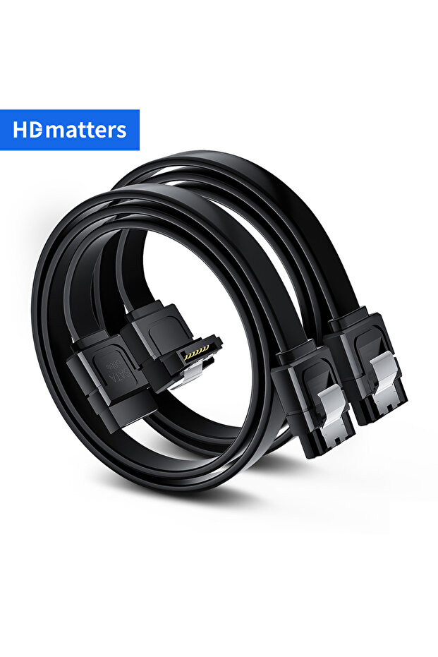 كابل SATA III أسود أصلي بطول 0.5 متر بسرعة 6.0 جيجابت في الثانية وكابل Sata 3 Sata III بزاوية قفل Sata