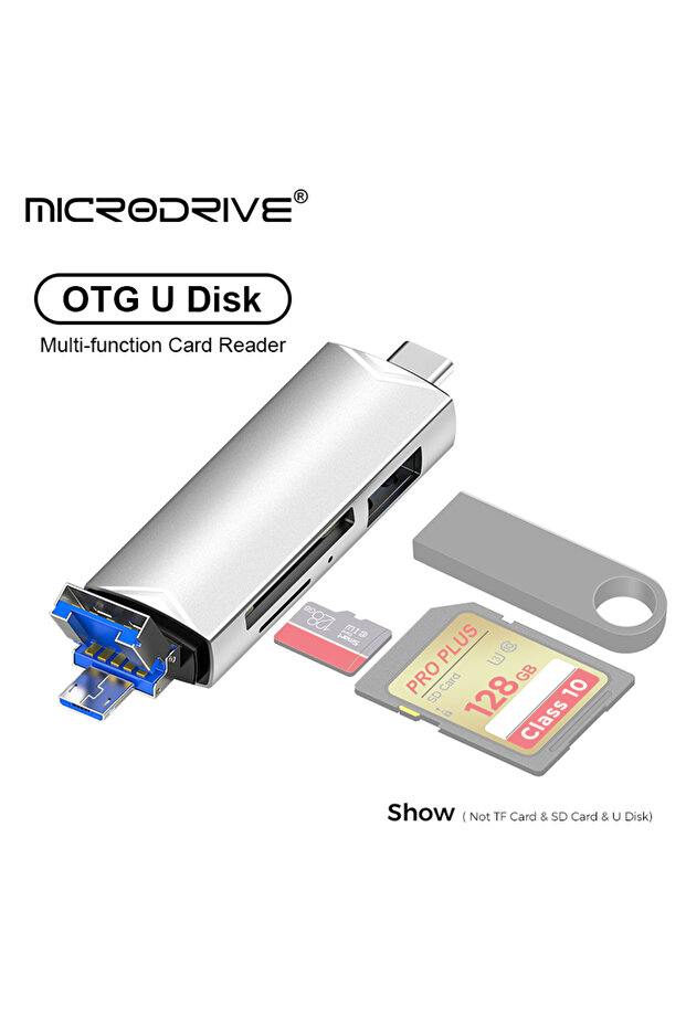 black OTG Type C 6 in 1 Micro TF card Reader type c to usb otg adapter USB 3.0 TF card USB flash dri - 2