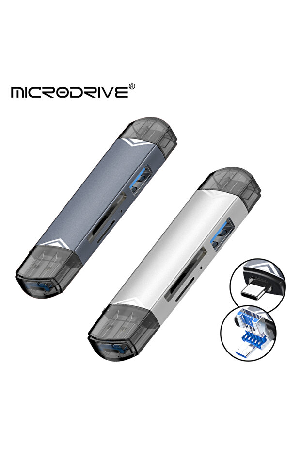 black OTG Type C 6 in 1 Micro TF card Reader type c to usb otg adapter USB 3.0 TF card USB flash dri - 4