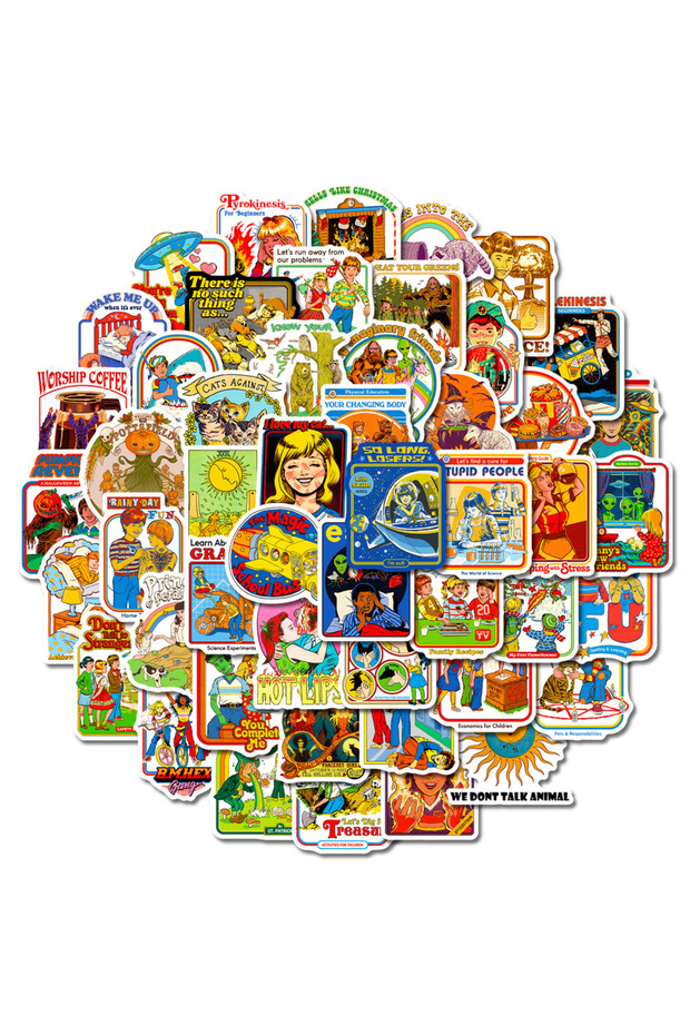 horror 50pcs 70’s horror vibe 50PCS Mixed Cartoon Humor Retro Ghost Graffiti Anime Old Time Stickers