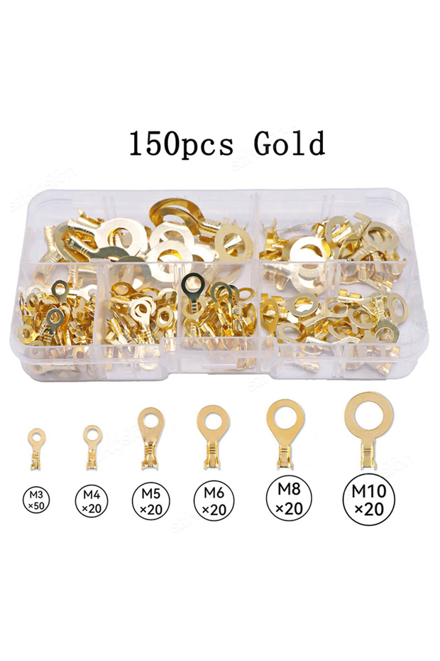 150pcs 150/300/540Pcs M3/M4/M5/M6/M8/M10 Ring Lugs Eyes Copper Crimp Terminals Cable Lug Wire Connec