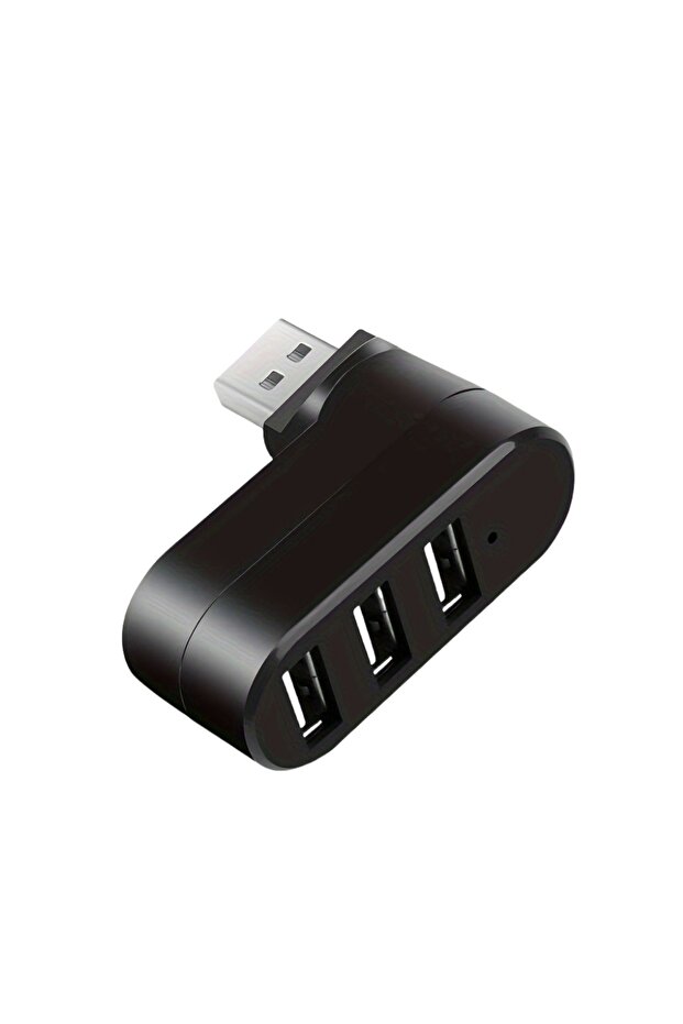 Black USB Hub 2.0 Adapter 180° Rotatable 3 Ports USB 2.0 U Disk Card Reader Splitter High Speed Data - 1