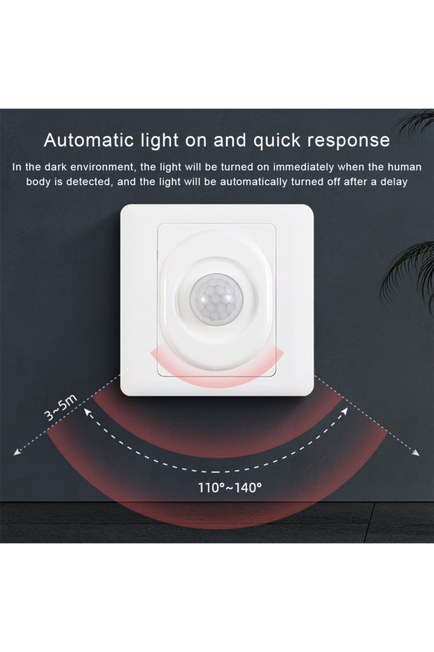 مفتاح إضاءة مستشعر الحركة PIR LED بتيار متردد 220 فولت، مفتاح إضاءة ذكي يعمل بالأشعة تحت الحمراء لكشف جسم الإنسان... - 4