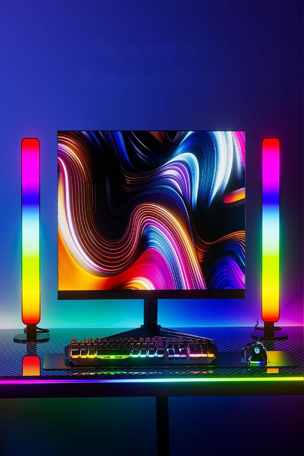 Kumandalı 2'li Rgb Led Işık Bar - 16 Renk, 4 Mod, Usb Ambiyans Lamba, Yatak Ve Dikey Kullanım - 6