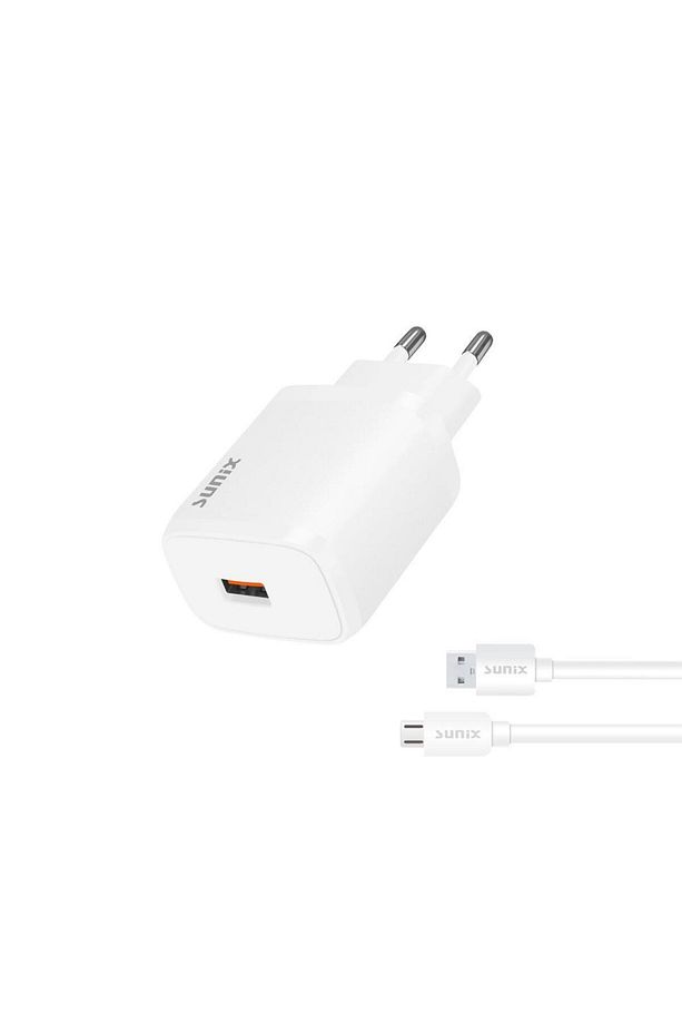 Qualcomm 3.0 Usb-a Girişli Hızlı Micro Şarj Aleti Seti Beyaz S-30 - 1